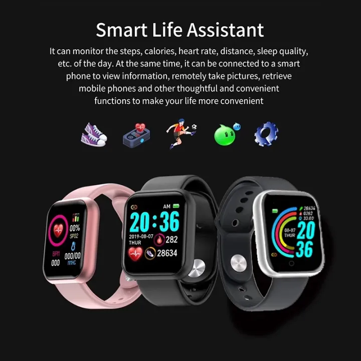 Timack%C2%AE%20D20%20Bluetooth%20Smart%20Watch%20For%20Men%20Waterproof%20Sport%20Fitness%20Tracker%20Smart%20Bracelet%20Blood%20Pressure%20Heart%20Rate%20Monitor%20Y68%20Smartwatch%20for%20Womens%20-%20Image%203