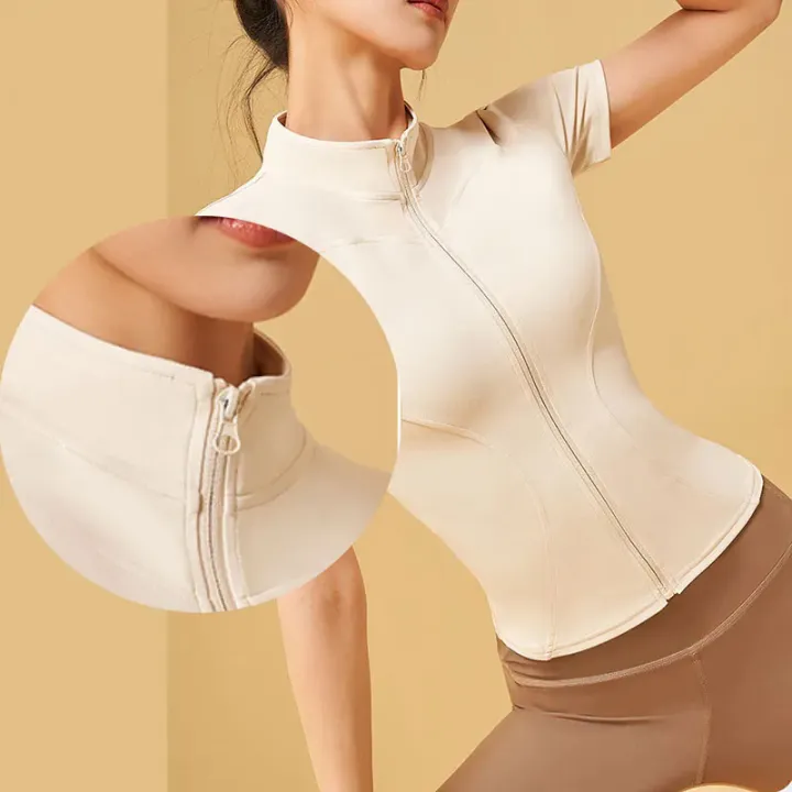 Aiithuug%20Yoga%20Tops%20Zipper%20Short%20Sleeve%20Gym%20Shirts%20Waist%20Slimmer%20Zip%20Up%20Sports%20Workout%20Top%20Fitness%20Jackets%20Running%20Slim%20Fit%20Tops%20-%20Image%205