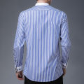 Quality all cotton striped long sleeved shirt, versatile business and casual men's top, cardigan shirt. 