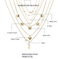 6 Pcs/set Pendant Necklace Creative Personality Multi-layer erflies Moon Peach Heart-shaped Pendant color:old.