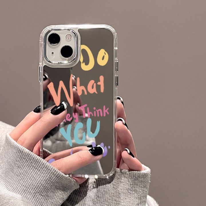 For iPhone 11 Mirror Phone Case For iPhone 11 12 13 15 14 Pro Max XS Max XR Cases Aesthetic Art Letter Make up Mirror Soft Cover Alien Alien