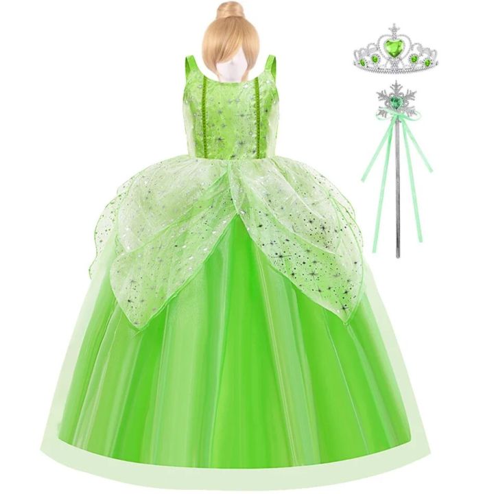 Halloween%20Halloween%20Tinkerbell%20Costume%20for%20Girls%20Flower%20Fairy%20Princess%20Cosplay%20Outfits%20Kids%20Green%20Gown%20Children%20Birthday%20Tiana%20DressDolls%20Accessories%20-%20Image%207