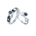 Exquisite Happy Planet Astronaut Spaceman Couple Rings Star Glass Stone Personality Open Pair Couple Birthday Gift. 