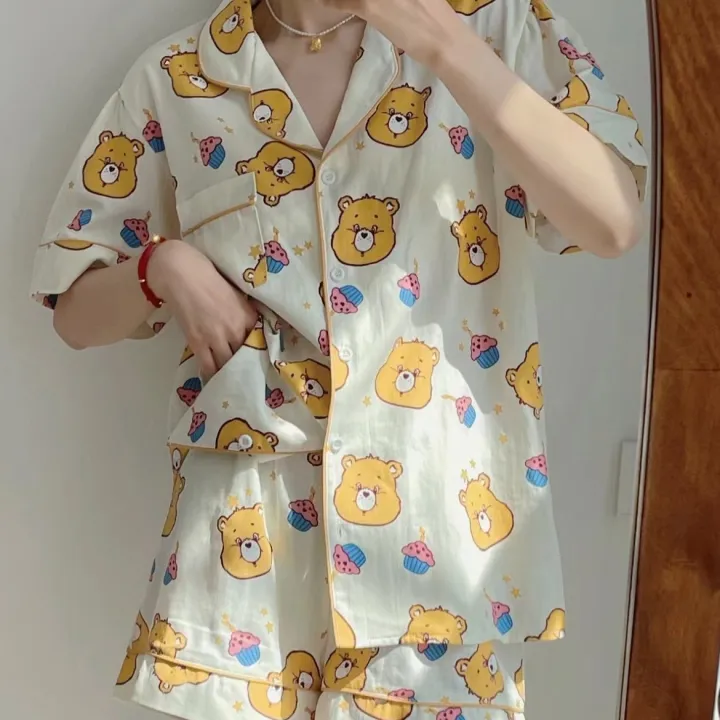 Wholesale%20in%20Thailand%20Pajamas%20Women's%20Summer%20Korean%20Edition%20Summer%20Thin%20Shorts%20Short%20Sleeve%20Two-Piece%20Set%20-%20Image%202