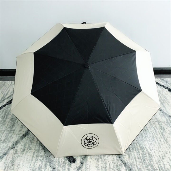 Windproof Automatic Folding Umbrella Rain Women Umbrellas For Men Black Coating Parasol Luxury Anti UV Three-fold Sun Umbrella House Foocus