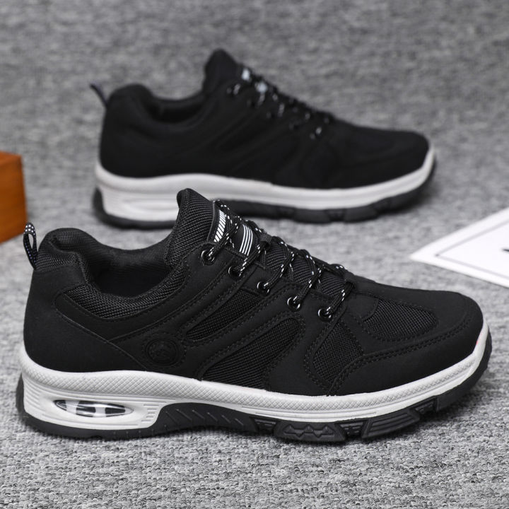 2024 Spring and Autumn New Outdoor Casual Shoes Men's Air Cushion Thick-soled Hiking Shoes Flying Weaving Fabric Cargo Shoes Sneakers