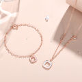 New Wancheng square mother-of-pearl necklace women's pendant sterling silver niche light luxury clavicle chain ins cold wind geometric necklace. 