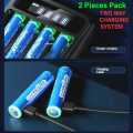 Doublepow Long Cycle Life AAA Size 1.5V 1000mWh High Performance Rechargeable Lithium-ion Batteries with Built-in Micro USB Charging Port & LED Indicator Facility - 2 Pieces (Blue).