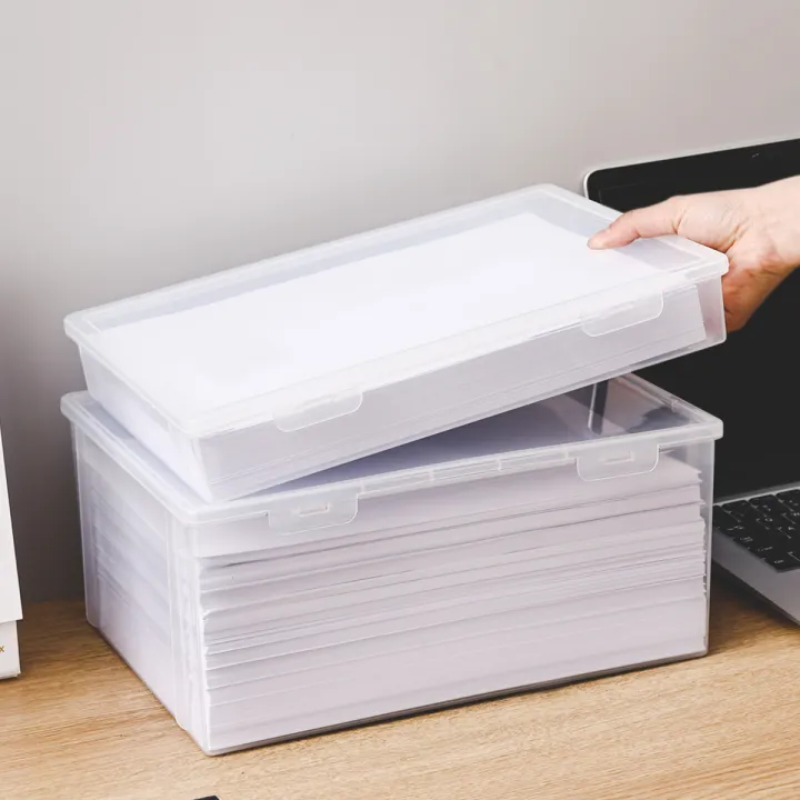 WORTHBUY%20Multifunctional%20Plastic%20Storage%20Box%20For%20Office%20Supplies%20Transparent%20A4%20Paper%20Storage%20Case%20Home%20Desktop%20Organizer%20-%20Image%202