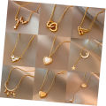 Luxury Non Tarnish 18K Gold Plated Crescent Fishtail Heart Pendant Women 316L Stainless Steel Necklace Jewelry.