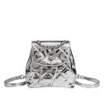 Patent leather shiny quilted embroidery thread women's backpack 2024 new trendy and versatile chain backpack mini student school bag.