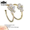 Carat Earring Jewelry Imitation Pearls Butterfly C-shaped Piercing Earrings. 