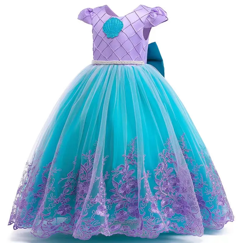 chinese dress ladies Baby Girl Mermaid Puffy Dress Toddler Birthday Princess Dress, Colorful / 9-10 Years (150cm)