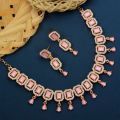 Rose gold Crystal American Diamond Jewellery Set for women - 507. 