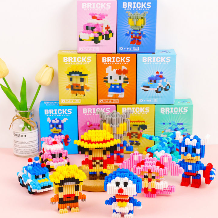 Children's tiny particle building blocks compatible with Lego bricks hot selling cartoon dolls children's puzzle assembly blind box wholesale