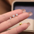 999 pure silver zircon pentagram star stud earrings female sterling silver light luxury high-end ear piercing earrings ear bone nails unique tide.