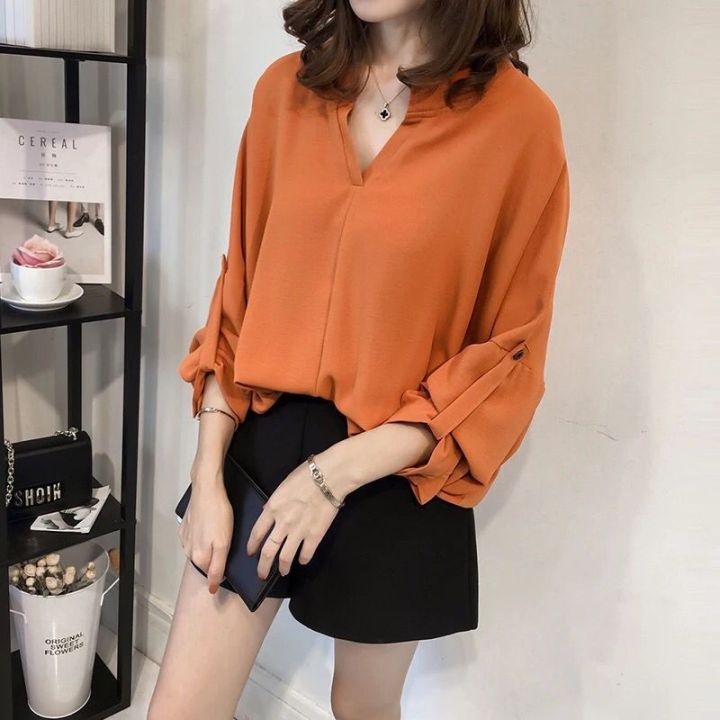 2024%20Autumn%20New%20Korean%20Style%20Loose%20Large%20Size%20Batwing%20Sleeve%20Shirt%20Women's%20Long-Sleeved%20Shirt%20Simple%20All-Match%20Casual%20Shirt%20-%20Image%202