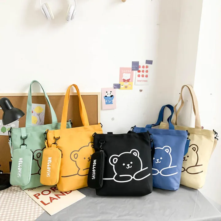 Zippered%20Canvas%20Bag%20Design%20Cartoon%20Tote%20Bag%20Canvas%20Fashion%20Student%20Handbag%20for%20Casual%20Use%20Fashion%20Accessory%20Shopping%20Bag%20Daily%20Carry%20Casual%20Wear%20School%20Bag%20Women's%20Fashion%20Carry%20-%20Image%203