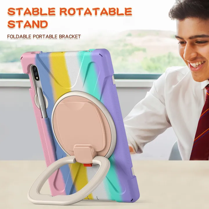 For%20Samsung%20Galaxy%20Tab%20S8%20/%20Galaxy%20Tab%20S7%20T870%20/%20T875%20Silicone%20+%20PC%20Protective%20Case%20with%20Holder%20&%20Shoulder%20Strap(Navy%20Blue%20+%20Yellow%20Green)%20-%20Image%206