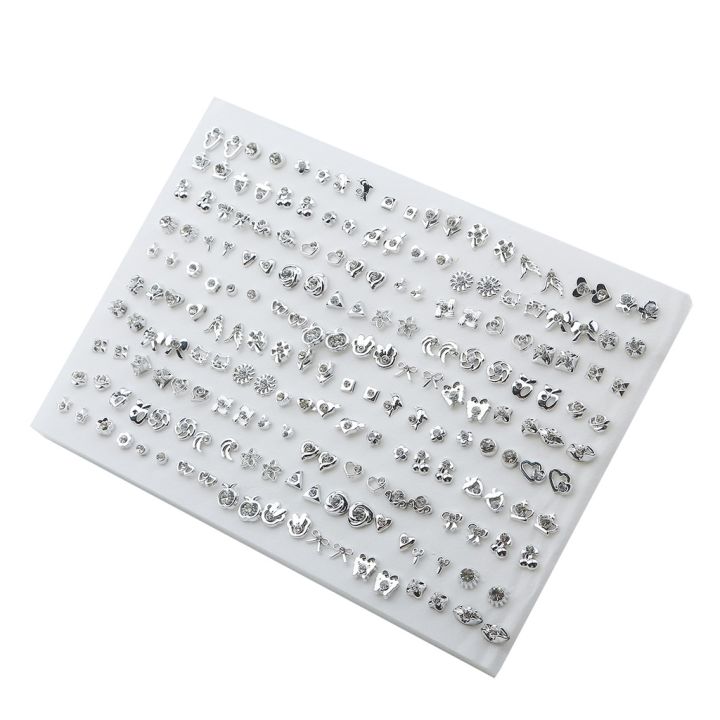 100pairs/set%20Acrylic%20Rhinestone%20Stud%20Earrings%20For%20Women%20Girls%20Gold%20Silver%20Geometric%20Flower%20Star%20Earring%20Jewelry%20Brinco%20-%20Image%202