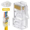 100pcs RJ45 RJ-45 Ethernet Cables Module Plug Network Connector for UTP Cat5 Cat5e Network Cable Crystal Heads connector 8P8C.