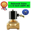 Solenoid Valve 1-1/2 inch 220V AC Brass Electric Water Air NC Valve 2W-400-40. 