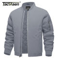 TACVASEN Full Zip Quilted Bomber Jackets Mens Winter Padded Casual Jacket Outdoor Water Resistant Antifouling Coat Outwear Tops. 