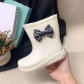 Fashion Kids Rain Boot Baby Boy Girl Raincoat Infant Toddler Child Bow Shoes PVC Waterproof Soft Bottom Baby Shoes 1-10Y.