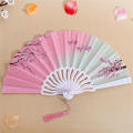 Floral Folding Hand Fan Vintage Handheld Folding Fan with Different Flower Patterns Fabric Folding Fan for Wedding Dancing Party.
