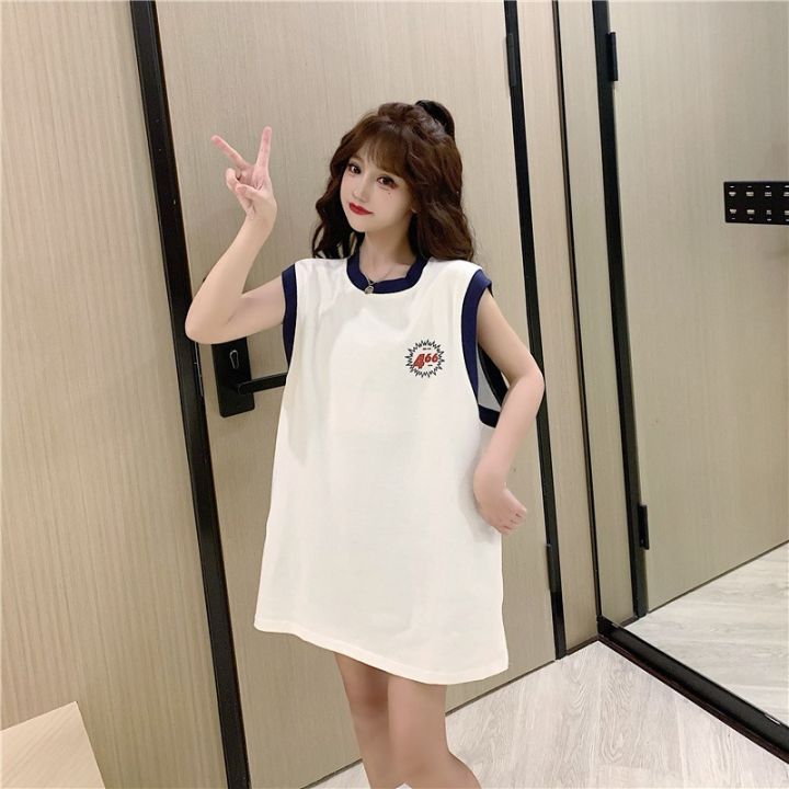 Vest%20Women's%20Summer%20Outer%20Wear%20Sleeveless%20T%20T-shirt%20ins%20Trendy%20Loose%20Korean%20Harajuku%20Style%20Waistcoat%20Unique%20Design%20Mid-Length%20-%20Image%202