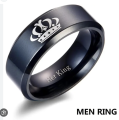 Fashion Black King Crown Men Ring. 