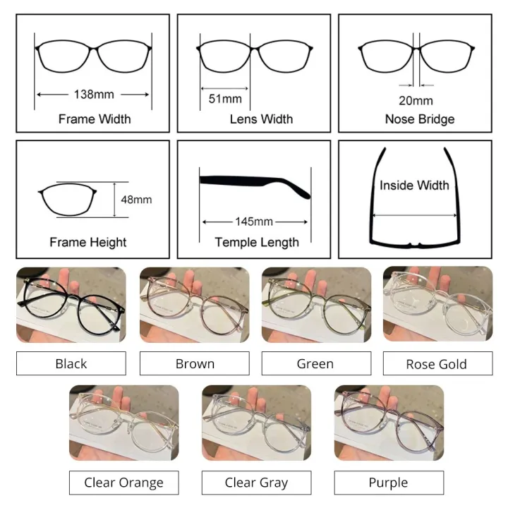 Korean%20Round%20Brown%20Glasses%20Eyeglass%20Frames%20for%20Women%20No%20Grade%20Prescription%20Myopia%20Spectacle%20Frames%20for%20Women%20Transparent%20Optic%20-%20Image%203
