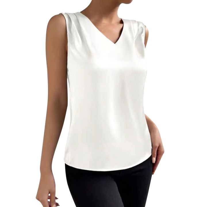 Summer%20Essential:%20Solid%20Color%20Satin%20V-Neck%20Sleeveless%20Tank%20Top%20for%20Women%20-%20Image%206