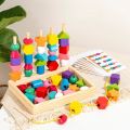 Montessori Wooden Toys Color Shape Matching Puzzle Game Colorful Beaded Color Cognition Educational Toys Gift For Children Kids. 