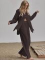 Ladies qualityful Cotton Maxi Shirt Fall Wide Leg Pants Set Two Piece Set Vintage Loose Streetwear Outfits. 