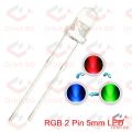 5Pcs RGB LED Light Supper Bright Clear Transparent 2 Pin 5mm RGB LED Diode Lights Emitting Diodes RGB LEDs Blinking Bulb For Electronics Science Project.