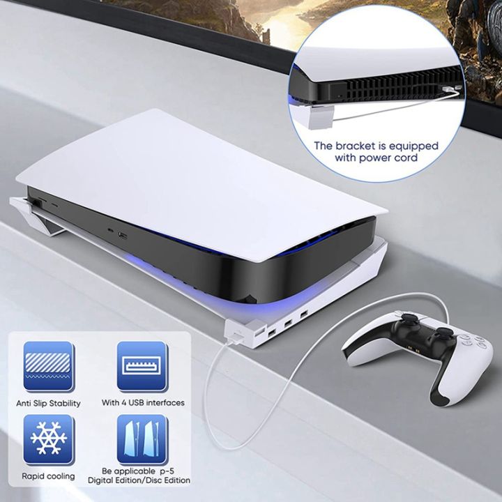 %E3%80%90Toy%20life%20hall%E3%80%91Stand%20PS5%20with%204%20USB%20Extension,%20Console%20Laydown%20Holder,%20for%20Playstation%205%20Disc%20&%20Digital%20Edition%20-%20Image%202