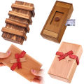Puzzle Box 3 Pack Wooden Secret Puzzle Box With Hidden Compartment 3D Brain Teaser Magic Drawers Secret Magic Box Wooden Box Puz.