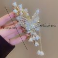 Large Butterfly Hair Claw Clips Gold Flower Lily of The Valley Violet Hair Claw Clips with Tassel Metal Pearl Nonslip Clamps Hair Styling Accessories for Thick Long Hair Women. 
