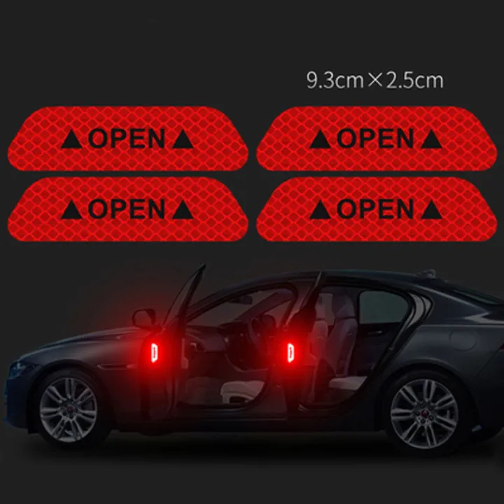 SL%204PCS%20Auto%20Car%20Door%20OPEN%20Sticker%20Reflective%20Tape%20Safety%20Warning%20Decal%20Scratchproof%20Prevent-bump%20Universal%20-%20cycle%20sticker%20-%20Image%202