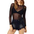 Women Blouse Tops See-through Mesh Pullover Tops Transparent Club Tee Shirt Punk Beach Women Blouse.