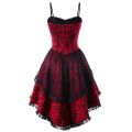 Rosetic New Fashion Women Goth Dress Non-sleeve Printing Patchwork Lace Up Slim Gothic Style Ladies Suspender Dress For Autumn.