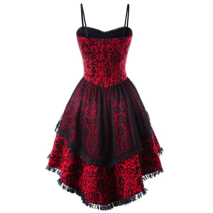 Rosetic%20New%20Fashion%20Women%20Goth%20Dress%20Non-sleeve%20Printing%20Patchwork%20Lace%20Up%20Slim%20Gothic%20Style%20Ladies%20Suspender%20Dress%20For%20Autumn%20-%20Image%204