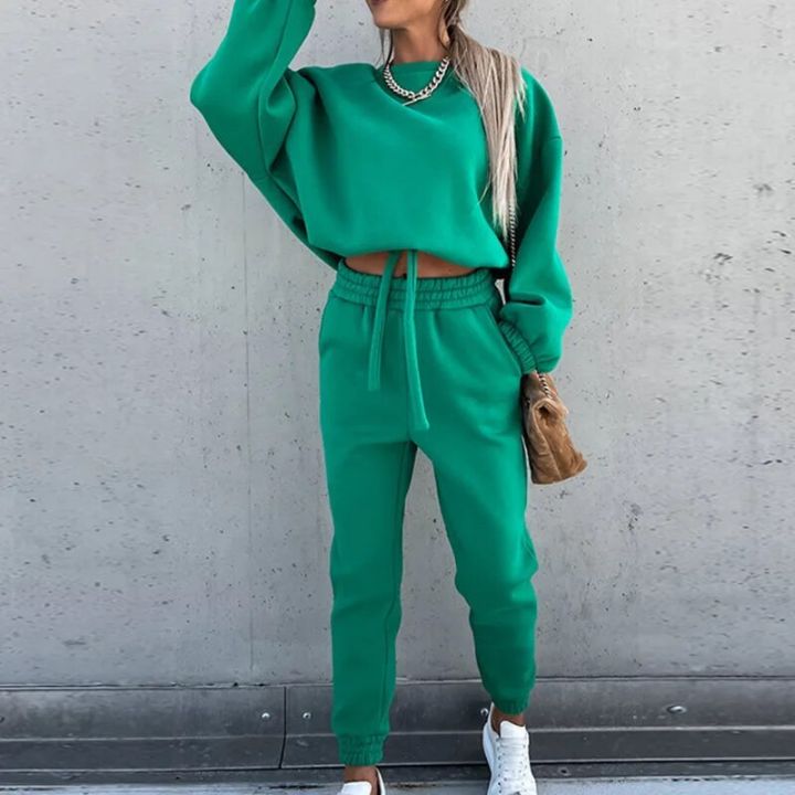Fashion%20Tracksuit%202%20Piece%20Set%20Winter%20Warm%20Sweatshirt%20Suit%20Women%20Drawstring%20Elastic%20Waist%20Long%20Pants%20Casual%20Autumn%20Tracksuit%20Sets%20-%20Image%204
