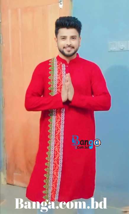 Puja Special Semi Long Printed Panjabi for mens
