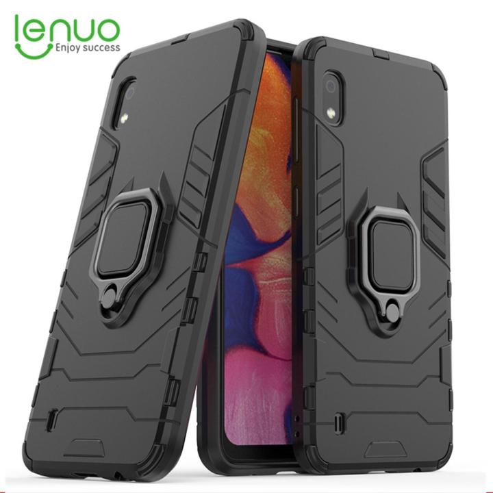 Lenuo Phone Case for Samsung Galaxy A10 Silicone PC Metal Ring Holder Cover