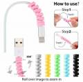 2 Piece Black Silicone Spiral Cable Protector Anti-Fracture USB Charging Cord Cover for Data Line Protection. 