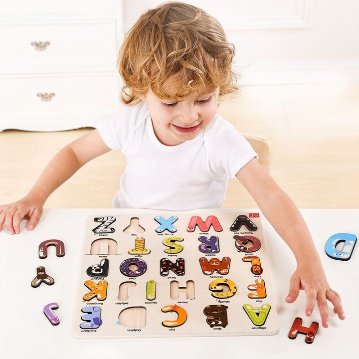 30cm Baby Toys Montessori Wooden Puzzle Hand Grab Board Educational ...