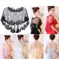 Women Party Bridal Casual Lace Shawl Wedding Cape Evening Dress Cape Style Shawl Elegant Light Sheer Gauze.