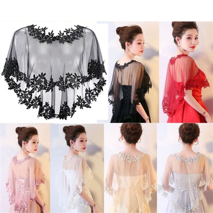 Women%20Party%20Bridal%20Casual%20Lace%20Shawl%20Wedding%20Cape%20Evening%20Dress%20Cape%20Style%20Shawl%20Elegant%20Light%20Sheer%20Gauze%20-%20Image%202